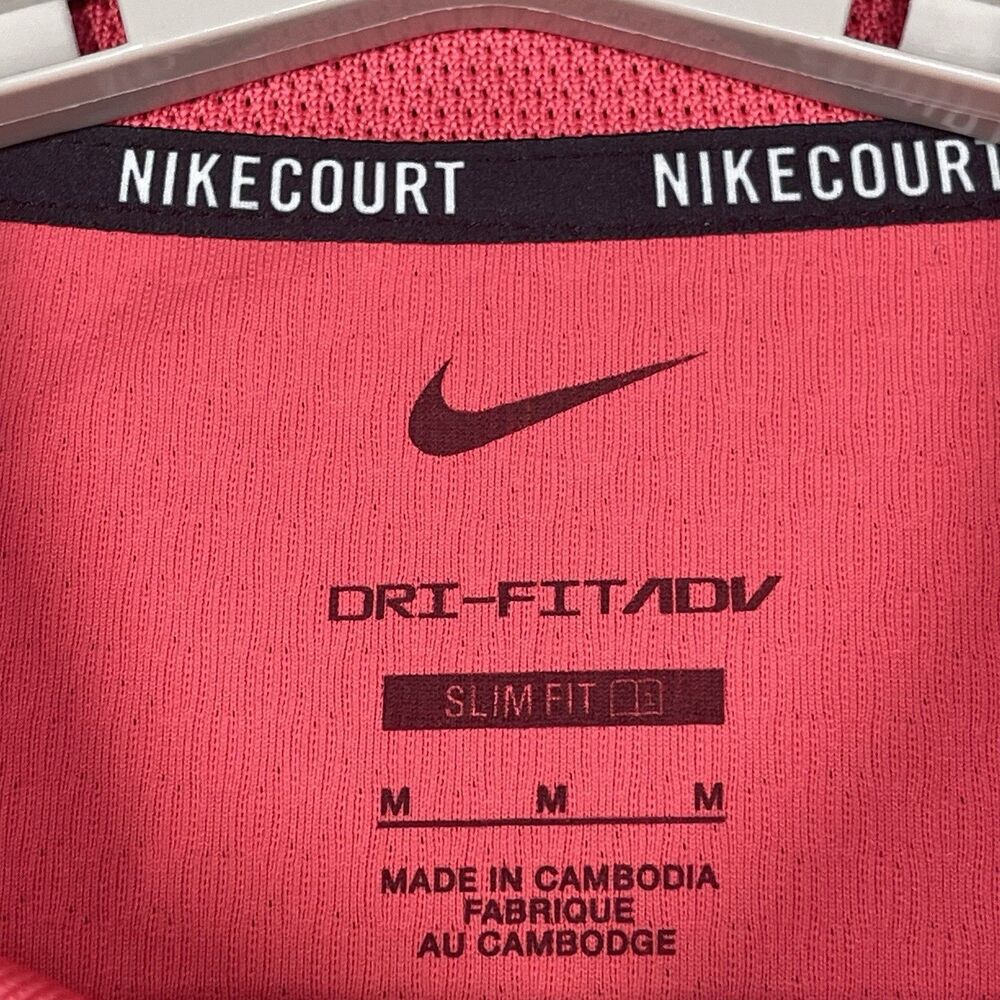 Nike Polo Shirt Men Medium Pink Fuchsia Dri-FIT ADV Slam Tennis Court Colorblock - Picture 2 of 9